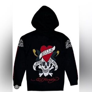 NEW Tags Ed Hardy Sz 2X Zip Up Hoodie Sweater Y2K MDRP $285